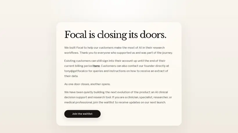 Getfocal homepage screenshot