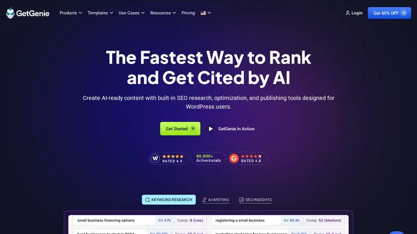 GetGenie homepage screenshot