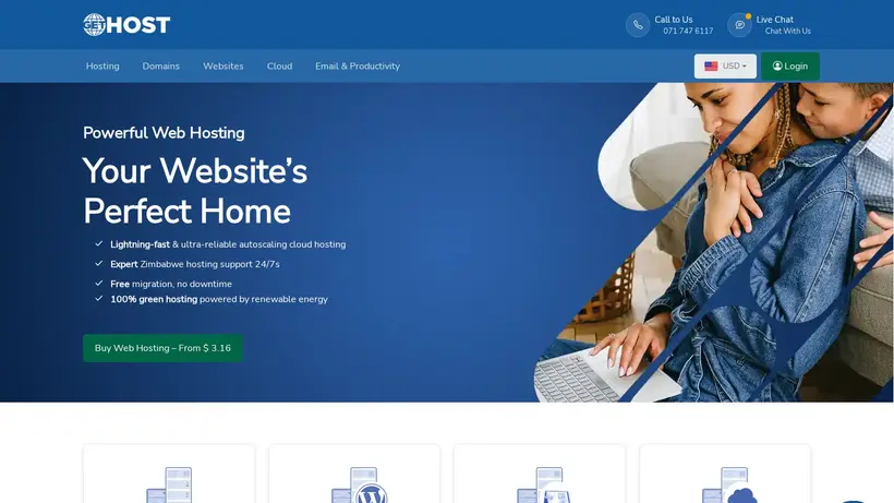 GetHost.co.zw homepage screenshot