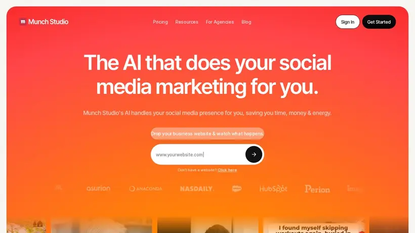 Getmunch homepage screenshot