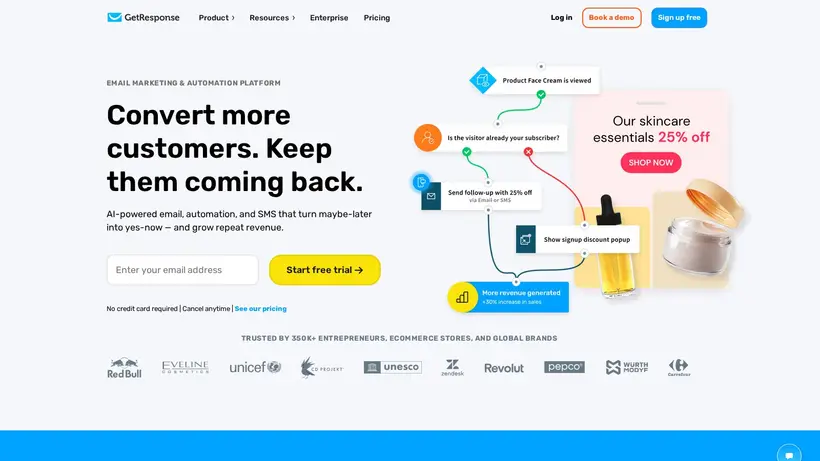 GetResponse China homepage screenshot
