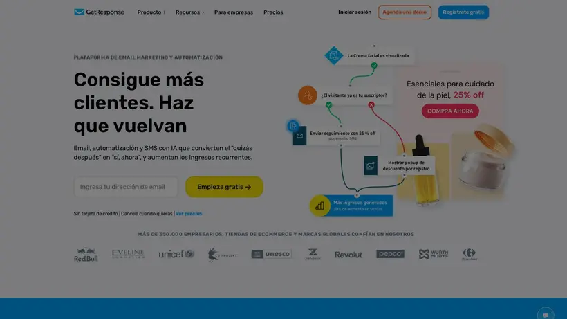GetResponse.es homepage screenshot