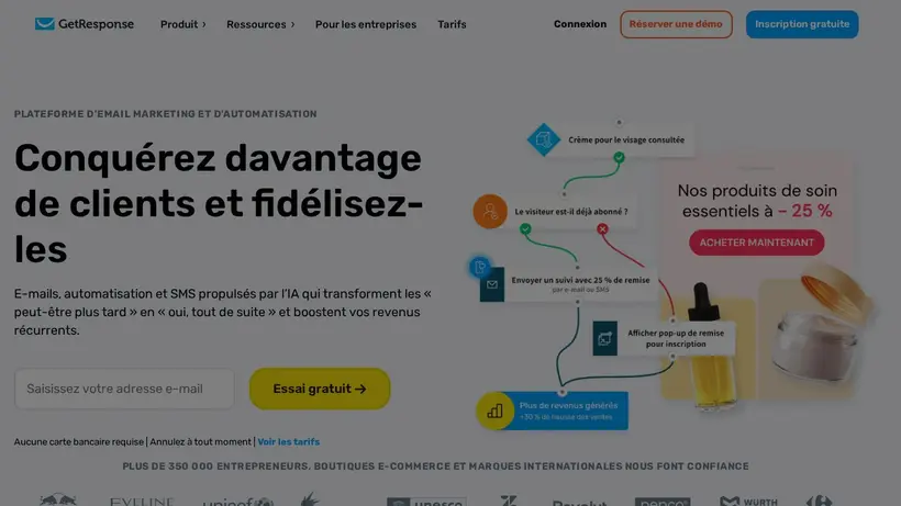 GetResponse.fr homepage screenshot
