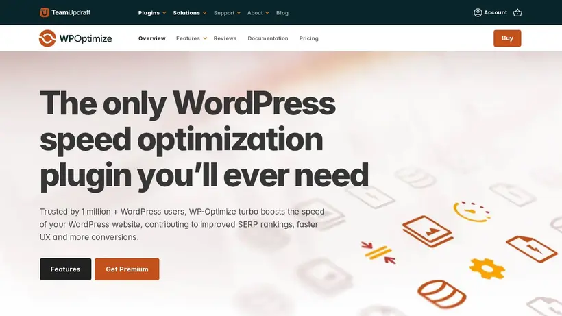 WP-Optimize homepage screenshot