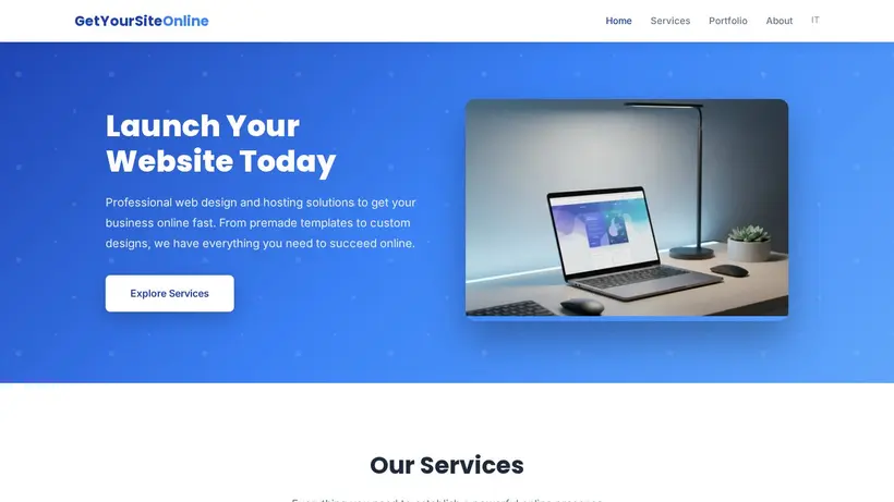 Get Your Site Online homepage screenshot