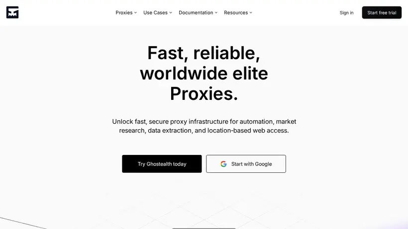 Ghostealth homepage screenshot