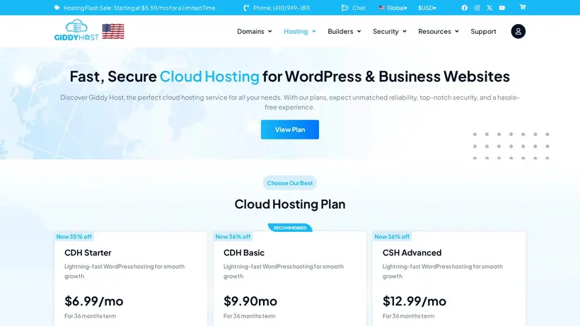 GiddyHost homepage screenshot