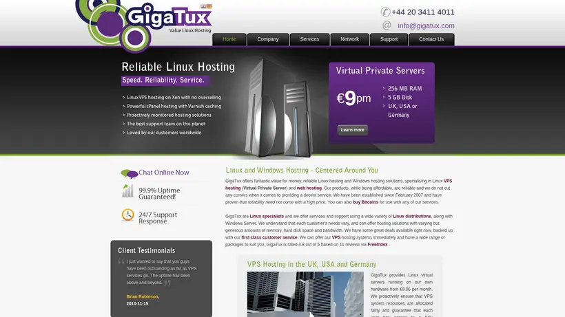 GigaTux homepage screenshot