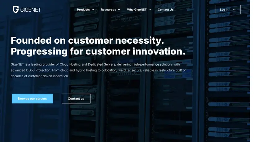 GigeNet homepage screenshot