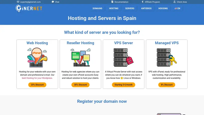 Ginernet homepage screenshot