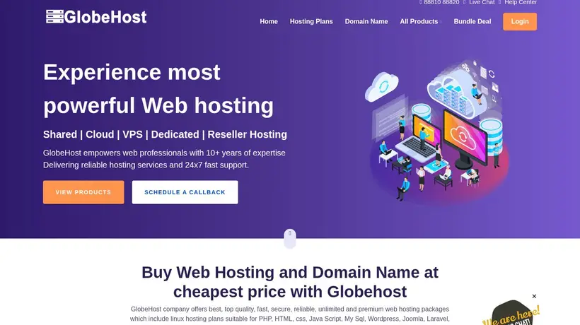 GlobeHost homepage screenshot