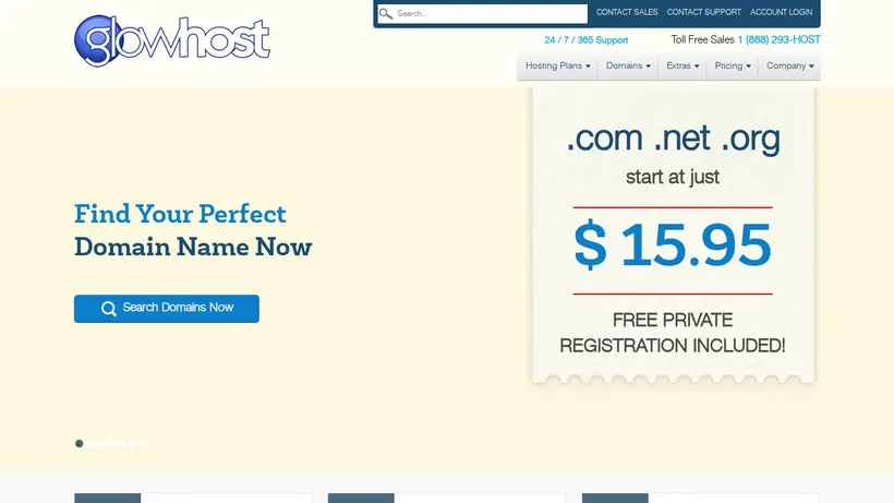 GlowHost homepage screenshot