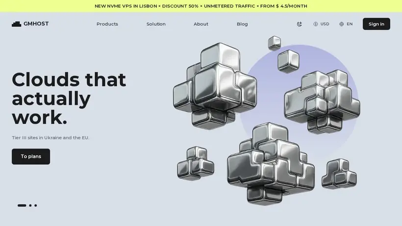 GMHost homepage screenshot