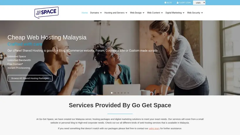 Go Get Space homepage screenshot