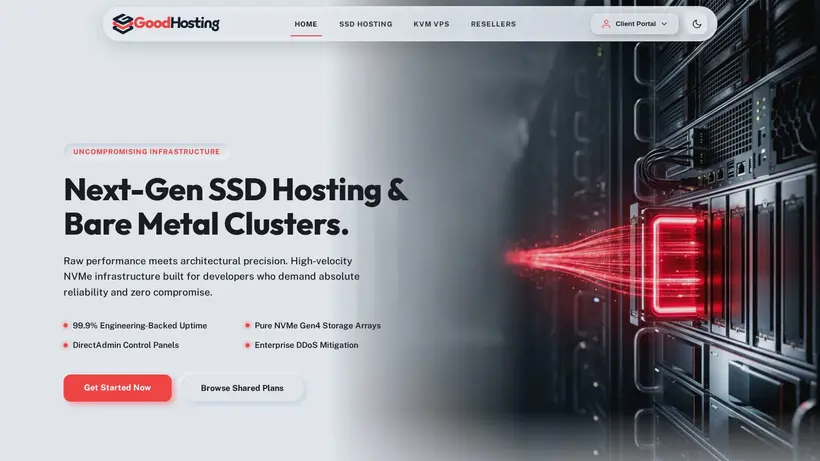 Good Hosting homepage screenshot