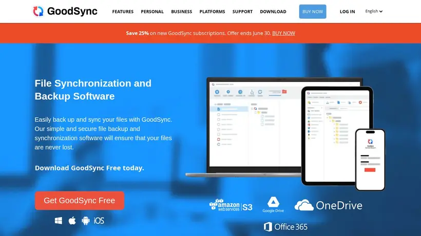GoodSync homepage screenshot