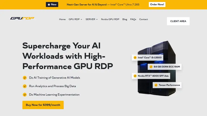 GPURDP homepage screenshot