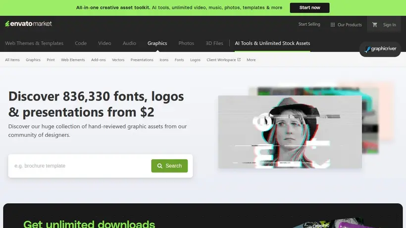 GraphicRiver homepage screenshot