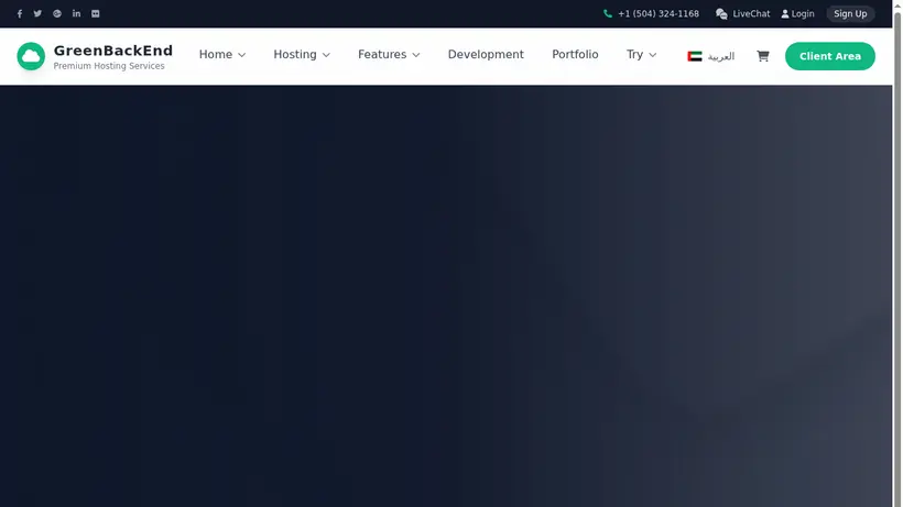 GreenBackend homepage screenshot