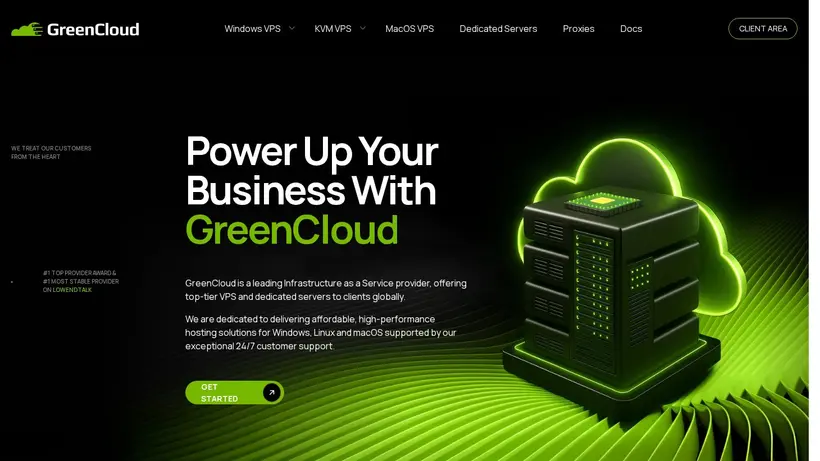 GreenCloudVPS homepage screenshot