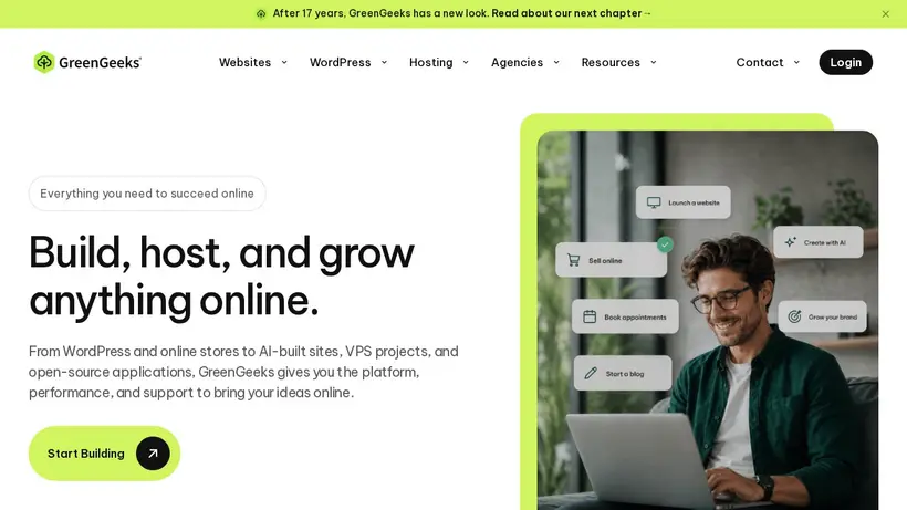 GreenGeeks homepage screenshot