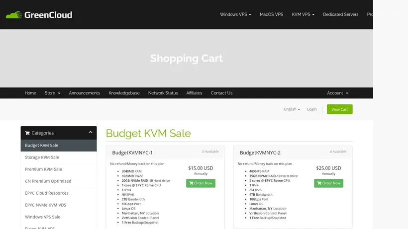 GreenKVM.com homepage screenshot