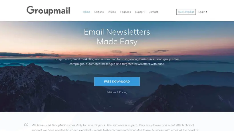 Group-Mail homepage screenshot