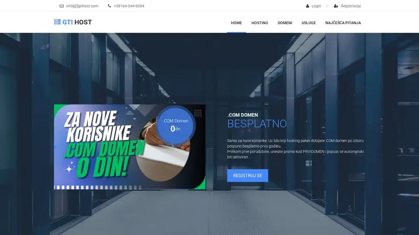 GtiHost homepage screenshot