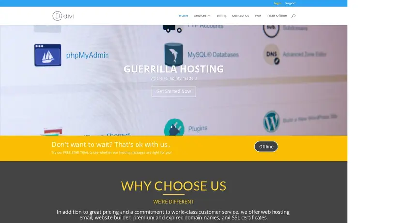 Guerrilla Hosting homepage screenshot