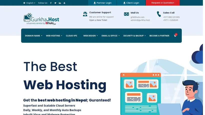 Gurkha Host homepage screenshot