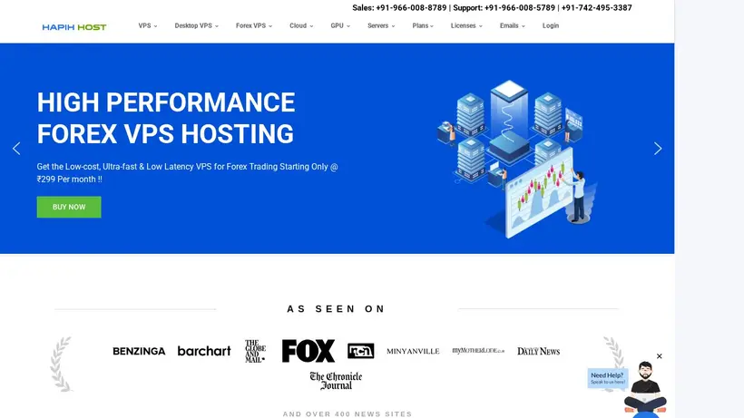 HapihHost homepage screenshot