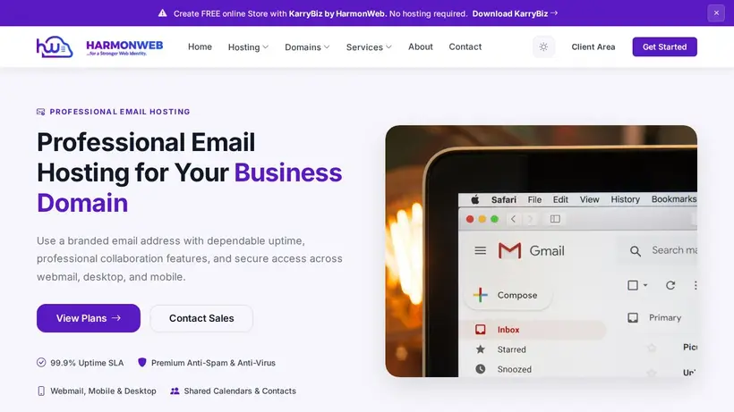 HarmonWeb homepage screenshot