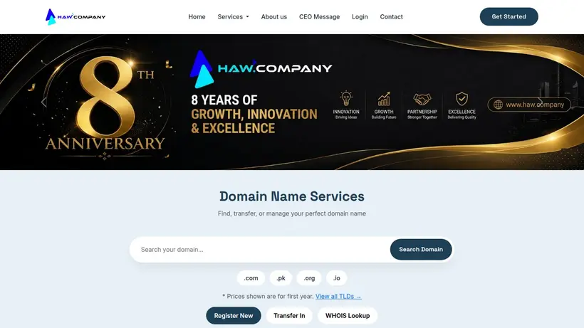 Haw.company homepage screenshot