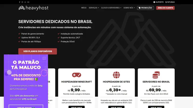 HeavyHost homepage screenshot