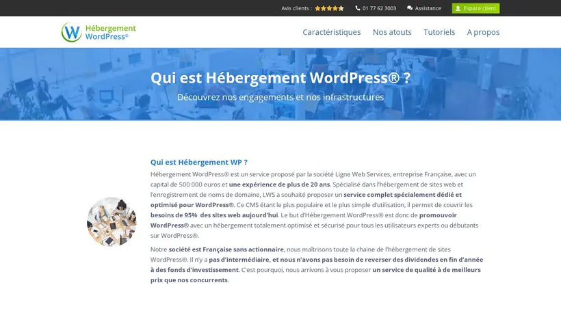 HebergementWP homepage screenshot
