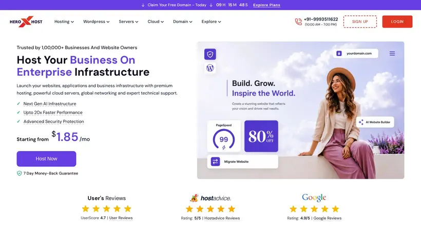 HeroXHost homepage screenshot