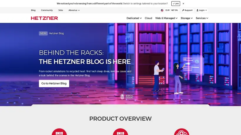 Hetzner homepage screenshot