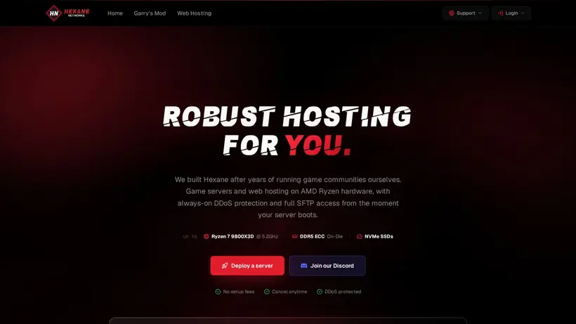 HexaneNetworks homepage screenshot