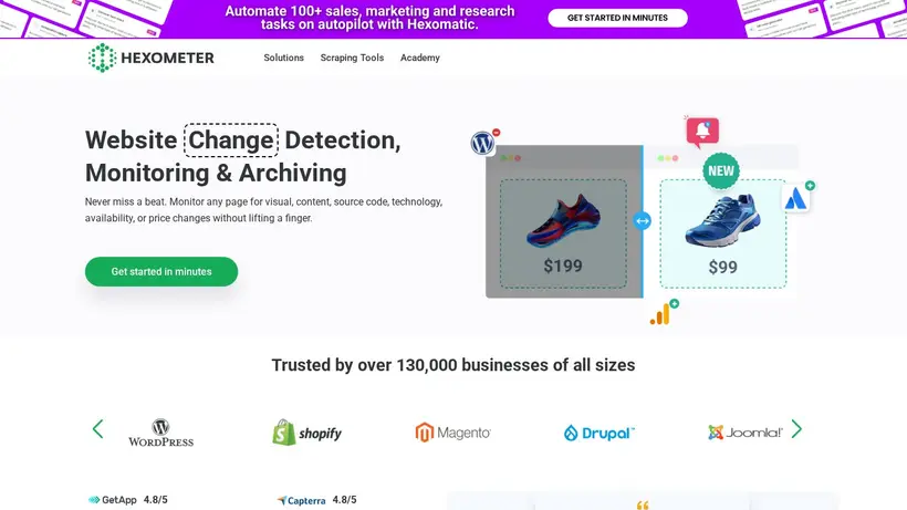 Hexometer homepage screenshot