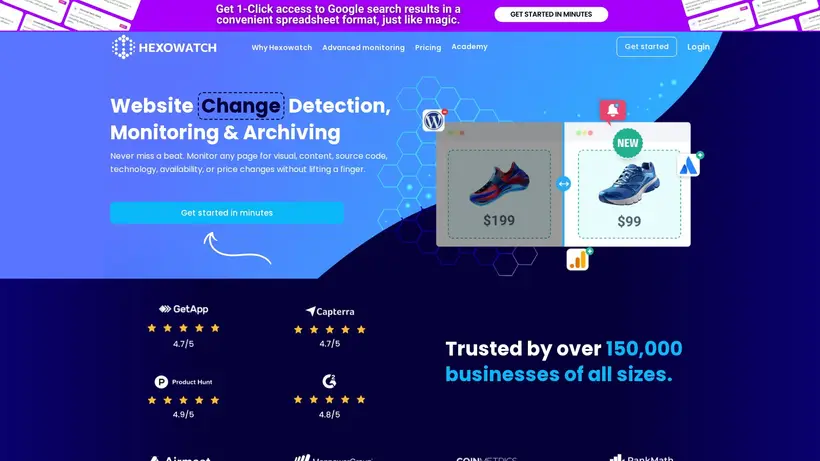 HexoWatch homepage screenshot
