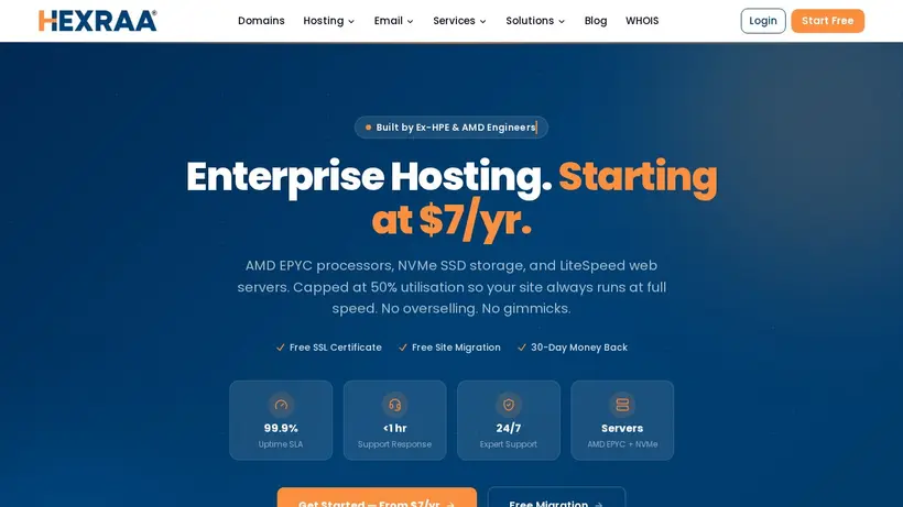 Hexraa homepage screenshot