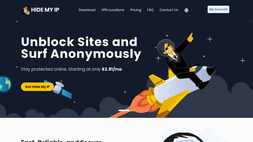 Hide-My-IP homepage screenshot