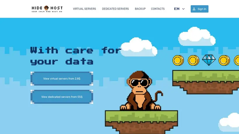 HideHost homepage screenshot
