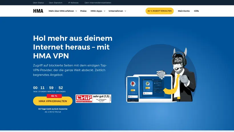 HideMyAss homepage screenshot