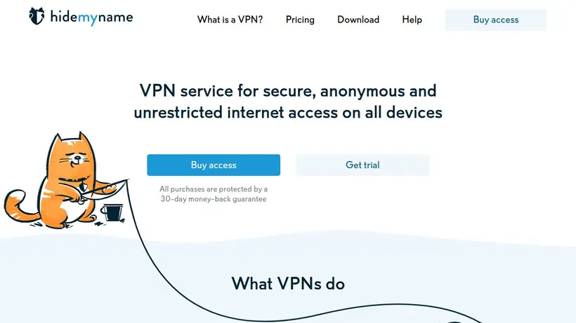 HideNow homepage screenshot