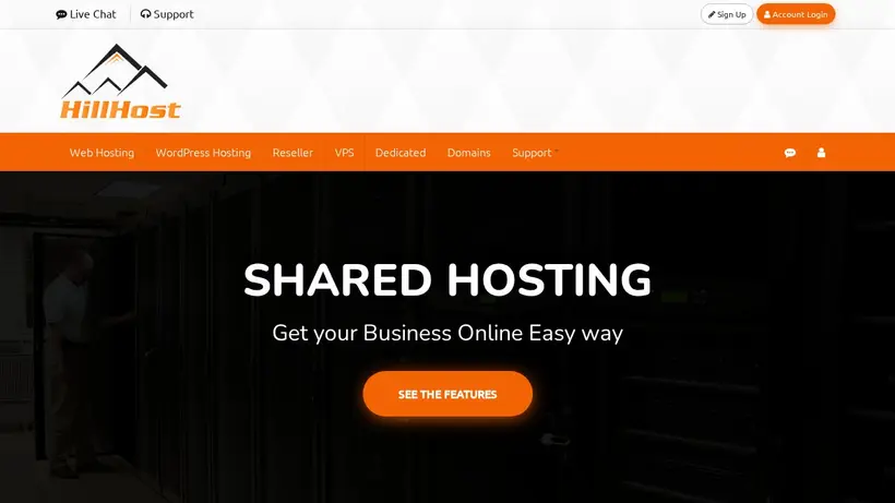 HillHost homepage screenshot