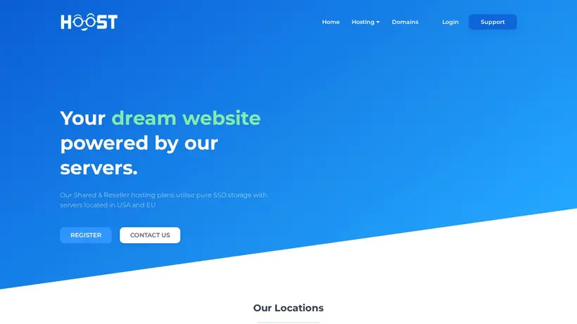 Ho-ost homepage screenshot