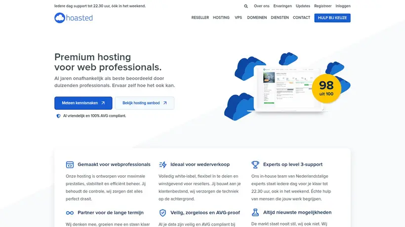 Hoasted homepage screenshot