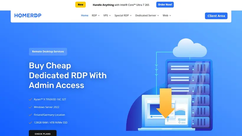 HomeRDP homepage screenshot