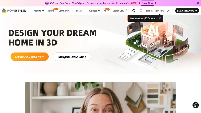 HomeStyler homepage screenshot